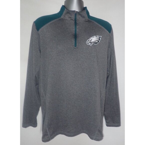 Philadelphia Eagles Mens 1/4 Zip Long‎ sleeve Top M. Gray Green NFL Team apparel - Picture 1 of 6